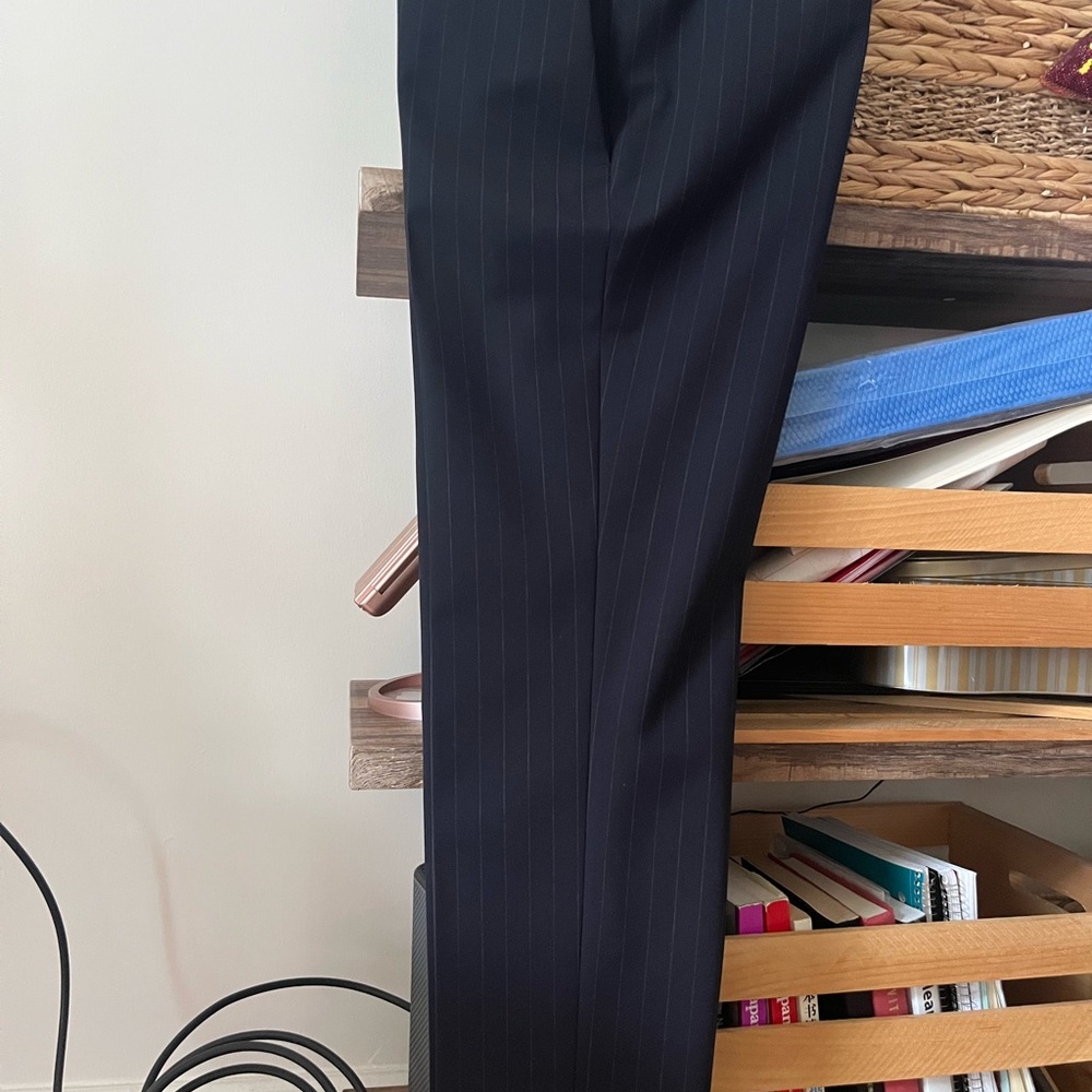 Theory Black Pinstripe Trousers